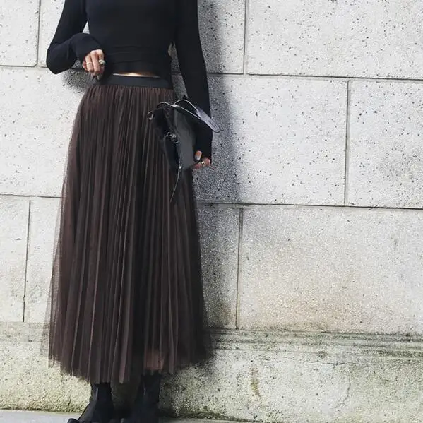 2020 летняя сетчатая Длинная женская юбка с эластичной резинкой на талии свободные