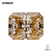 letmexc champagne moissanite loose gemstone radiant cut with gra certificate for custom jewelry