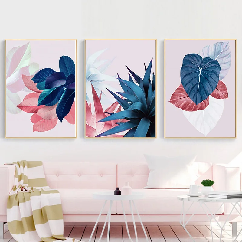 Скандинавский акварельный лист ботанический настенный холст живопись постеры и
