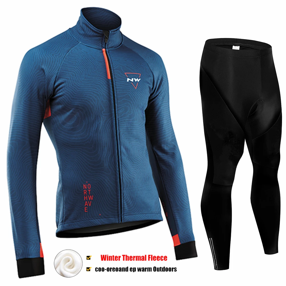 Pic Color Northwave теплая Зимняя Теплая Флисовая велосипедная одежда NW Мужской трикотажный костюм для езды на велосипеде MTB Одежда комбинезон комплект - Цвет: Pic Color