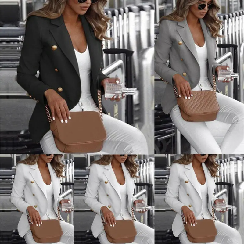 Женское деловое пальто с длинным рукавом Повседневная однотонная приталенная