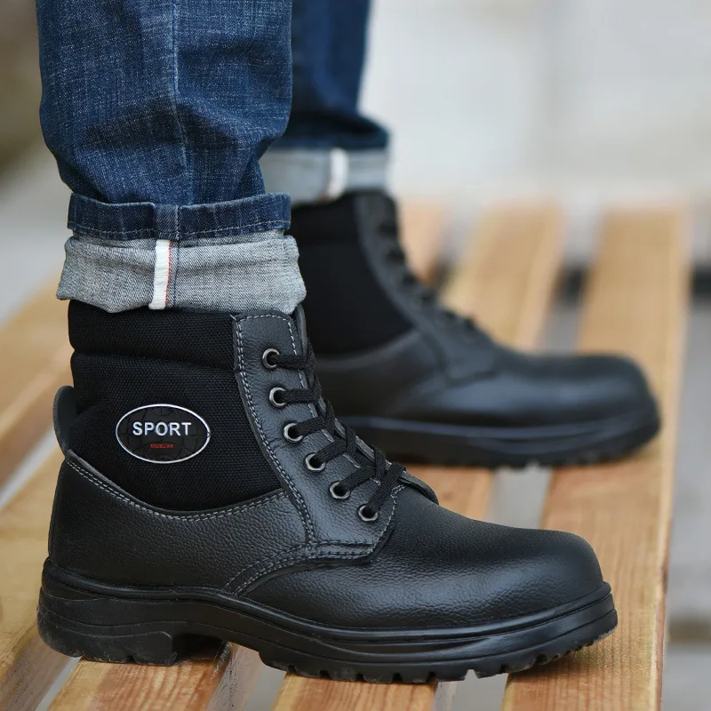 

Male Work Shoes Plush Warm Winter Boots Men Steel Toe Shoes Work Safety Boot Indestructible Safety Shoes Men Boots Free Shipping