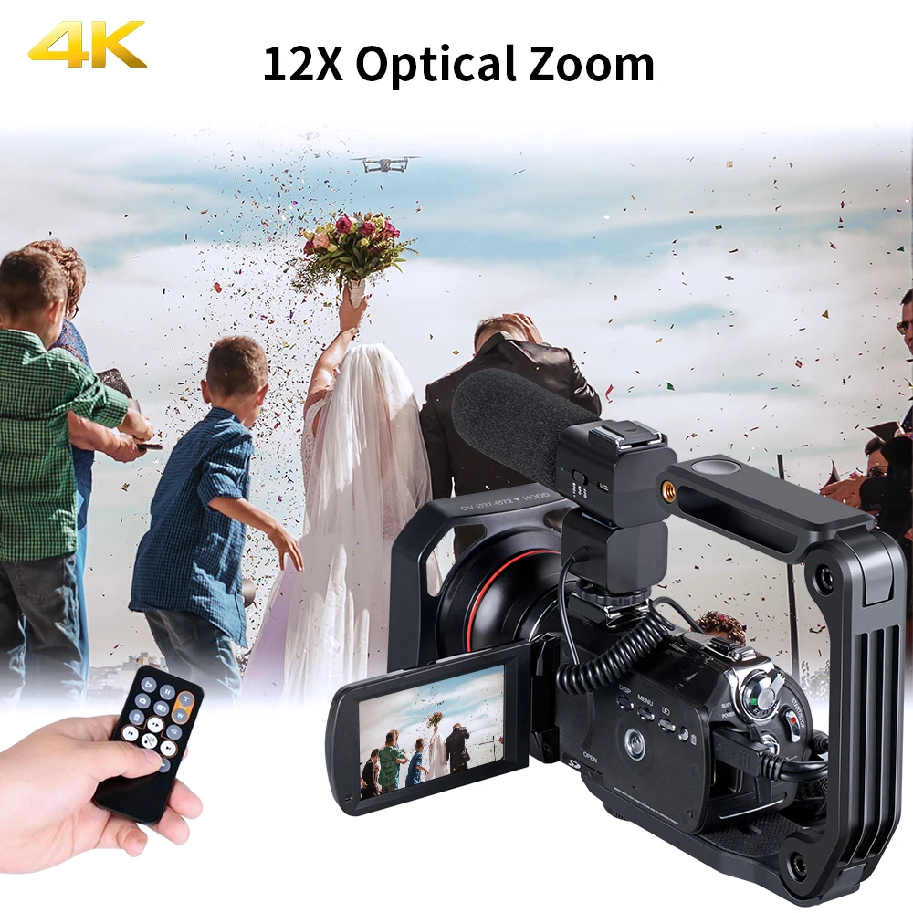 Видеокамера Ordro AC5 Vlog профессиональная видеокамера 4K с 12X оптическим зумом и