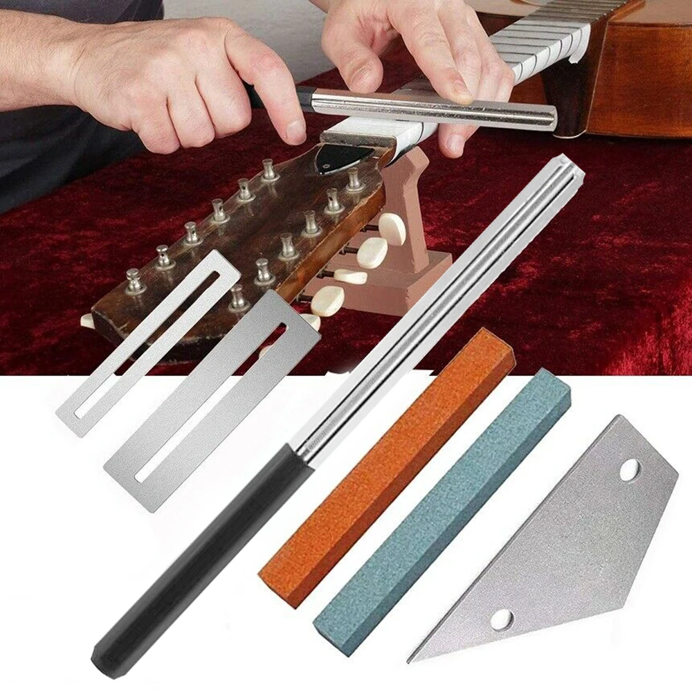 

6Pcs Guitar Luthier Tool Kit Fret Crowning File Dressing Rocker Fingerboard Guard Grinding Stone Guitar accessorries