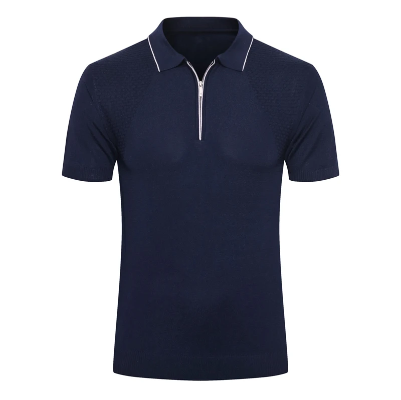 Мужская шелковая рубашка-поло с молнией в клетку | одежда