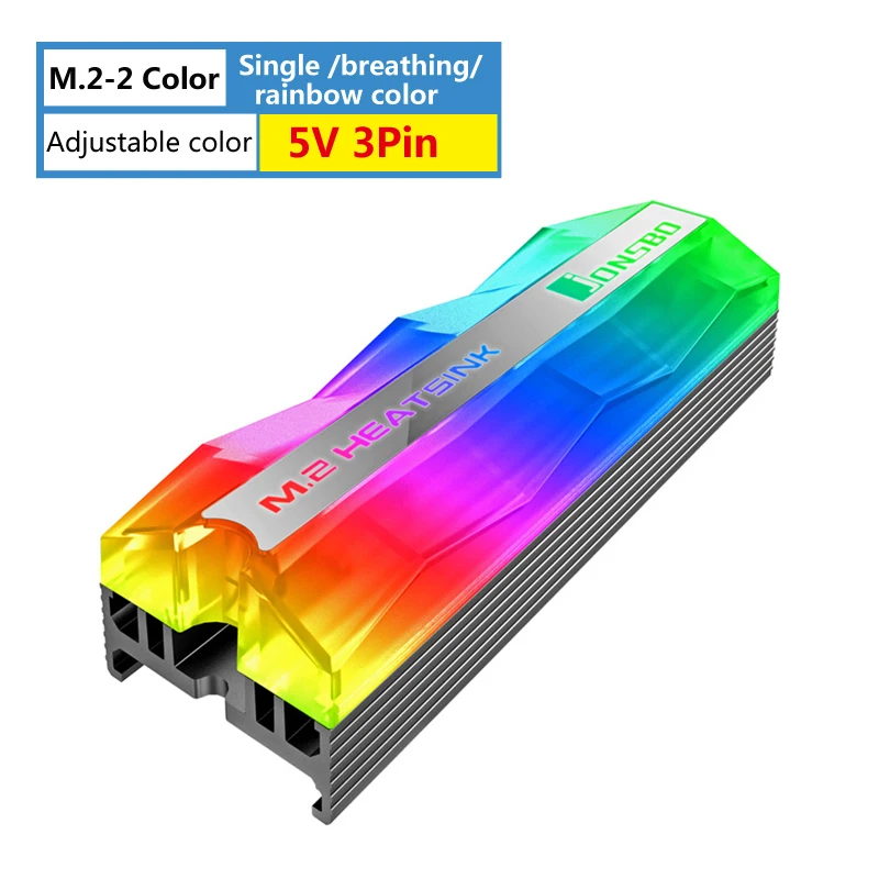 M.2-2 Color A Jonsbo M.2 2280 радиатор SSD M.2-2 с цветным освещением твердотельный жесткий диск кулер вентилятор радиатора контактный теплоотвод - Цвет лезвия: M.2-2 Color A