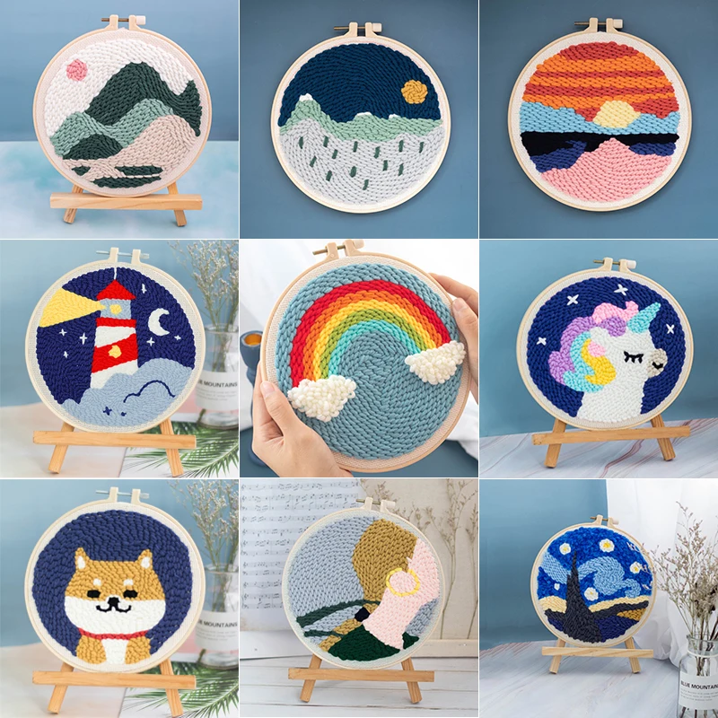 Набор для вышивки иглой перфоратор собаки Шиба-ину единорог Радуга Лев милые