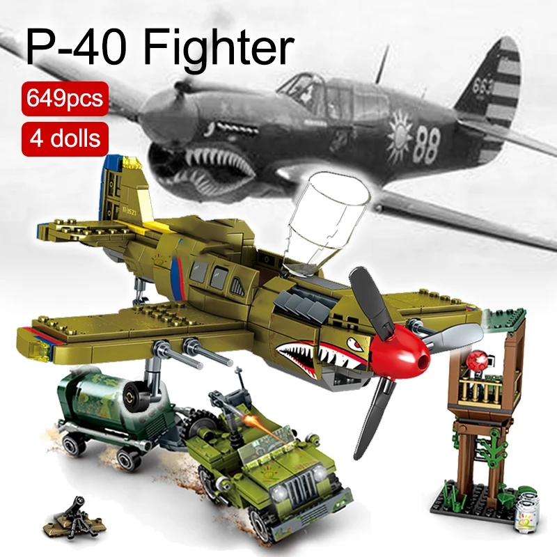 

649Pcs Military Series Pearl Harbor Base Model Weapon Fighter Building Blocks Children's Educational DIY Toy Birthday Gift