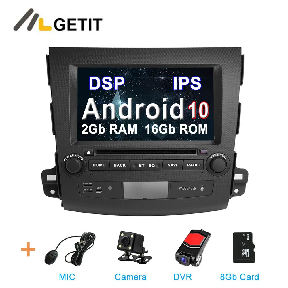 64G ips DSP Android 10 Автомобильный DVD стерео плеер gps для Mitsubishi Outlander 2007-2012 с wifi BT - Цвет: 2G CAMERA-DVR-SD-DSP