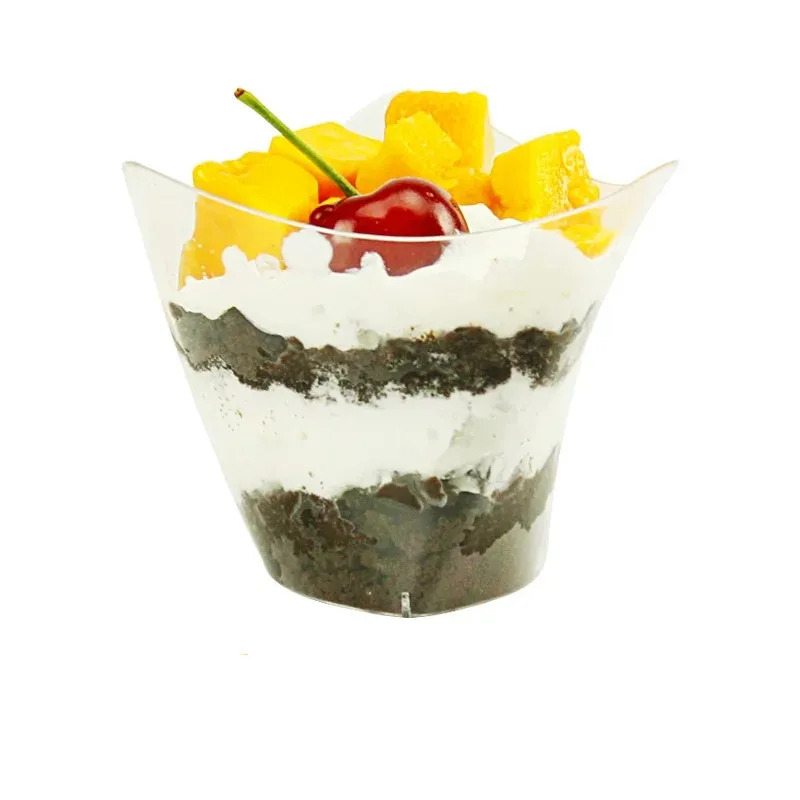 50 pcs cup 50 шт. мусс десерт витой край чашки пластиковая чашка для пудинга одноразовые вечерние молочные Tiramisu День рождения Свадьба мороженое чашка - Цвет: 50 pcs cup