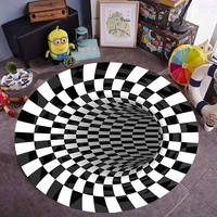 3d stereo vision circular carpet living room doormat coffee table sofa blanket illusion round rug white black floor non slip
