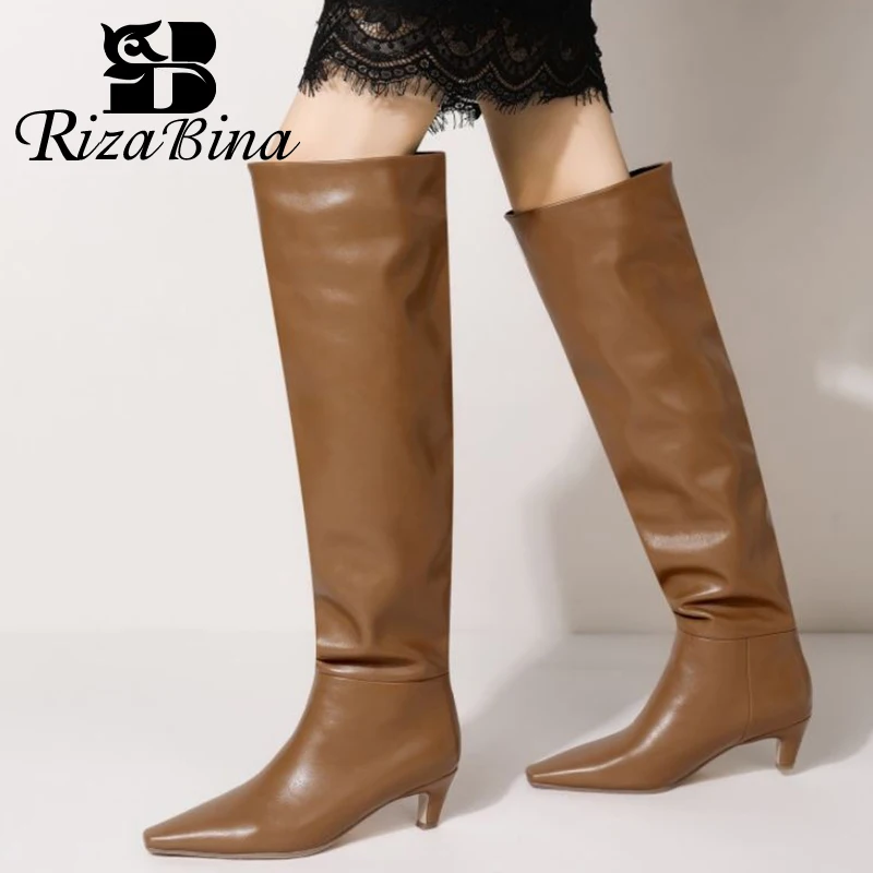

RIZABINA Size 34-43 Women Knee Boots Fashion Strange Heel Winter Shoes For Woman Sexy Party High Heels Long Boot Lady Footwear