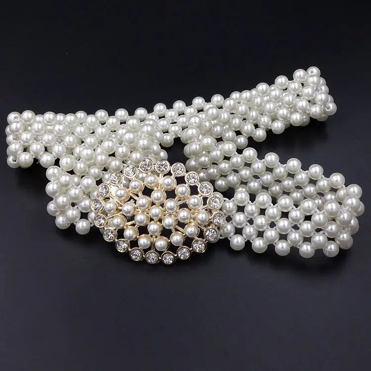 Rhinestone belts 1 Роскошный женский пояс с жемчугом для платья, элегантная Цветочная Пряжка, полностью пластиковые жемчужные украшения, стразы, свадебный пояс с эластичной резинкой на талии 121 - Цвет: Rhinestone belts 1