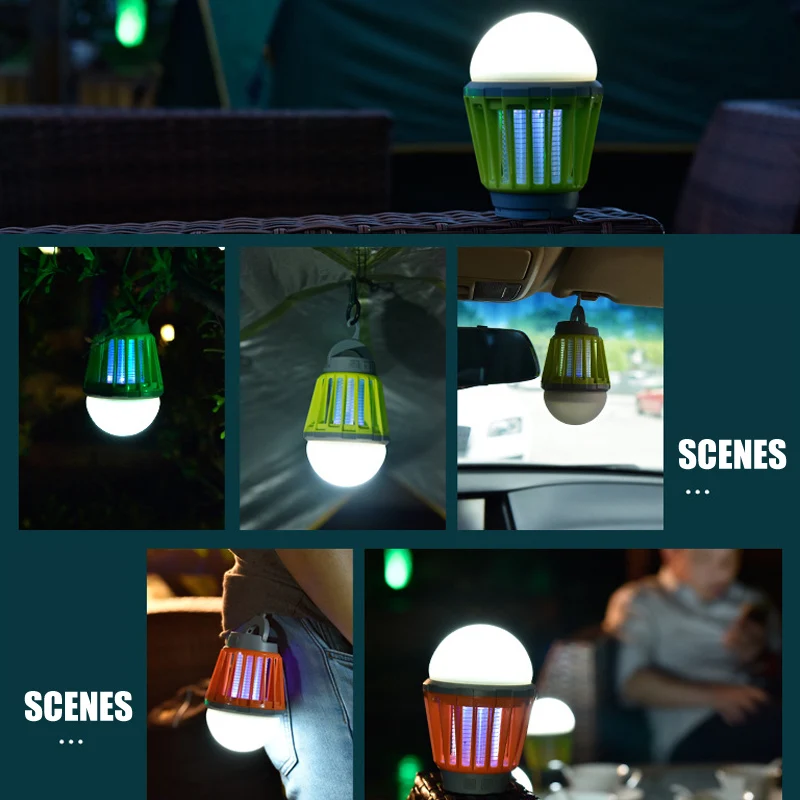 

New 2-in-1 Camping Lantern Tent Light Portable IPX6 Waterproof Mosquito Killer LED Lantern with Hook DOM668