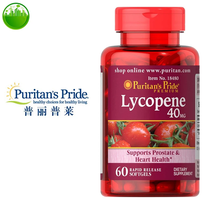 

US Puritan's Pride PREMIUM Lycopene 40 мг поддерживает здоровье простаты и сердца, 60 мягких гелей, пищевая добавка