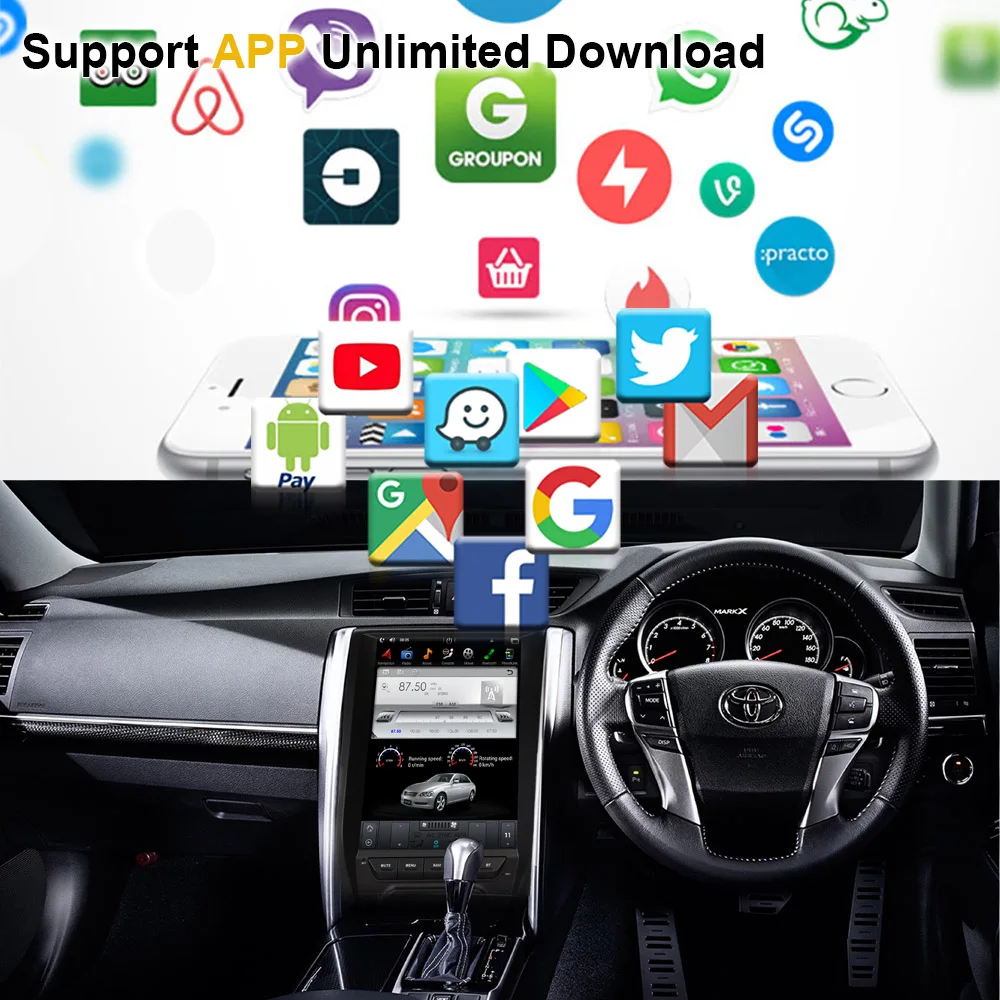 Автомагнитола в стиле Тесла с вертикальным экраном Android 9.0 GPS-навигация для TOYOTA
