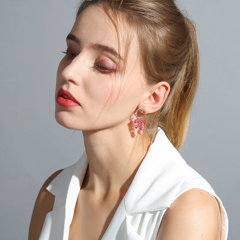 Серьги кольца женские гипоаллергенные с кристаллами|Серьги-подвески| |