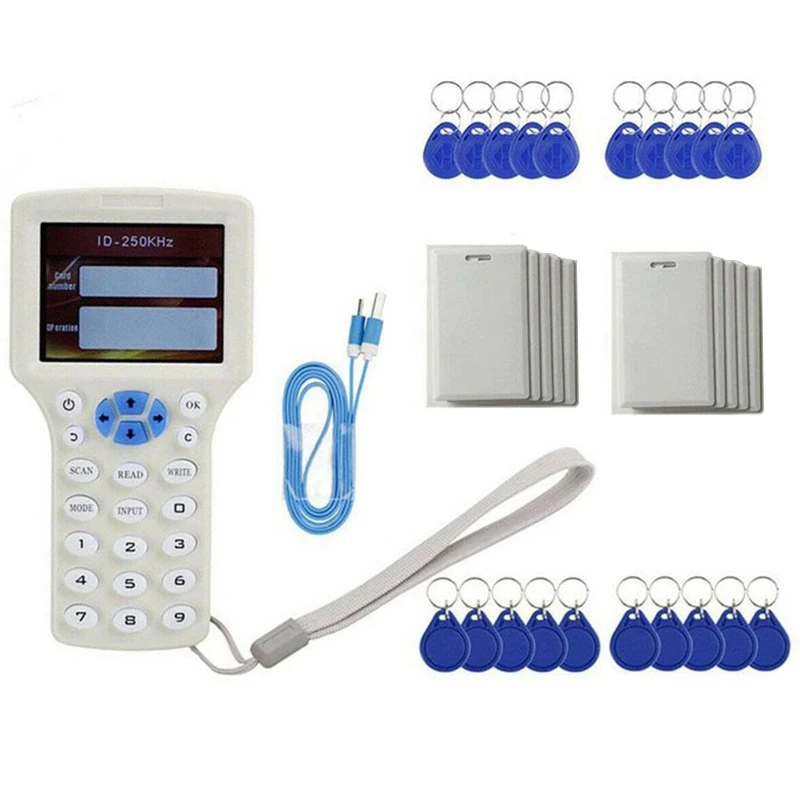 

10 Frequency NFC Smart Card Reader Writer RFID Copier Duplicator 125KHz 13.56MHz Fob Copy Encrypted Key Card UID USB