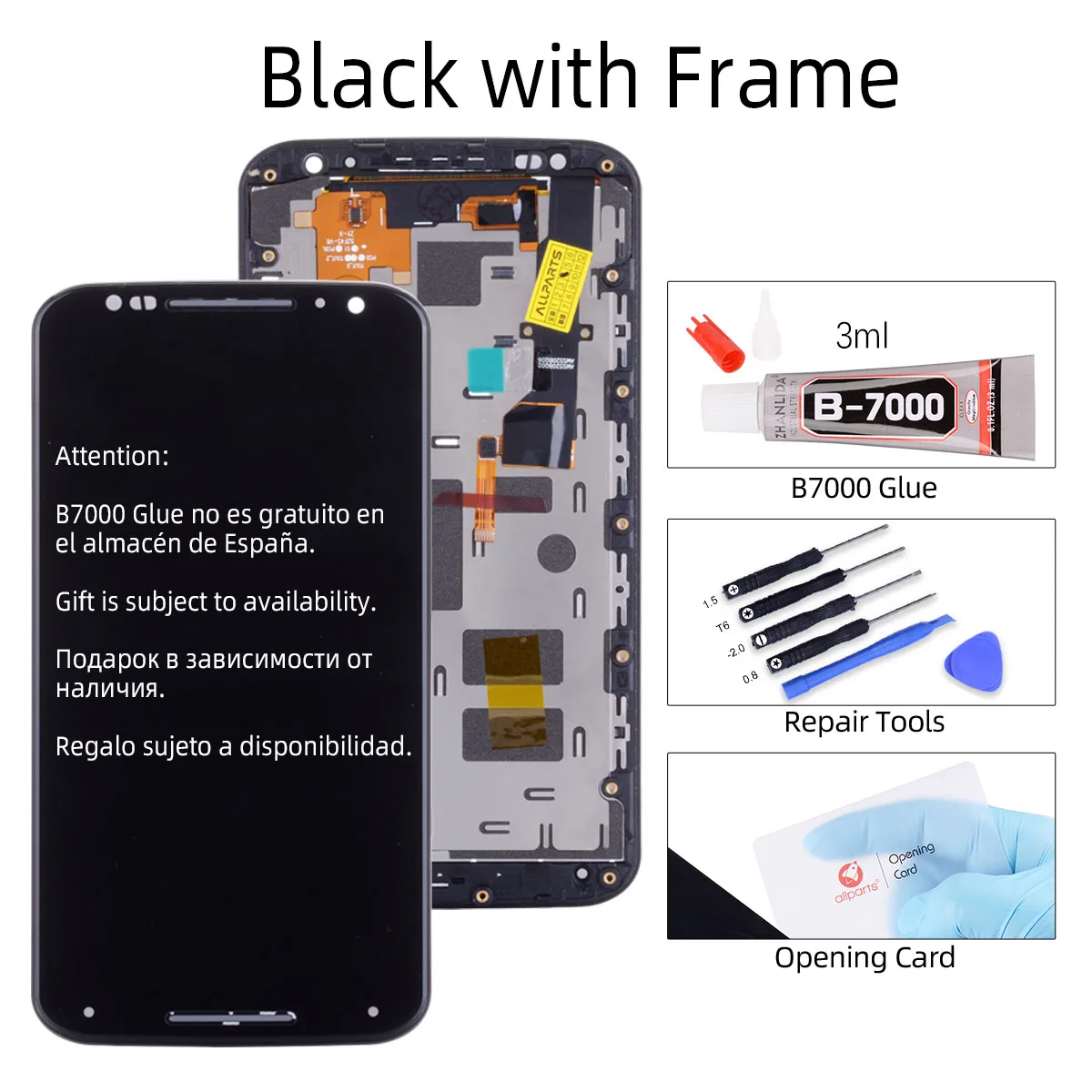 AMOLED Дисплей для Motorola Moto X2 LCD в сборе с тачскрином на рамке черный белый - Цвет: with Frame Black