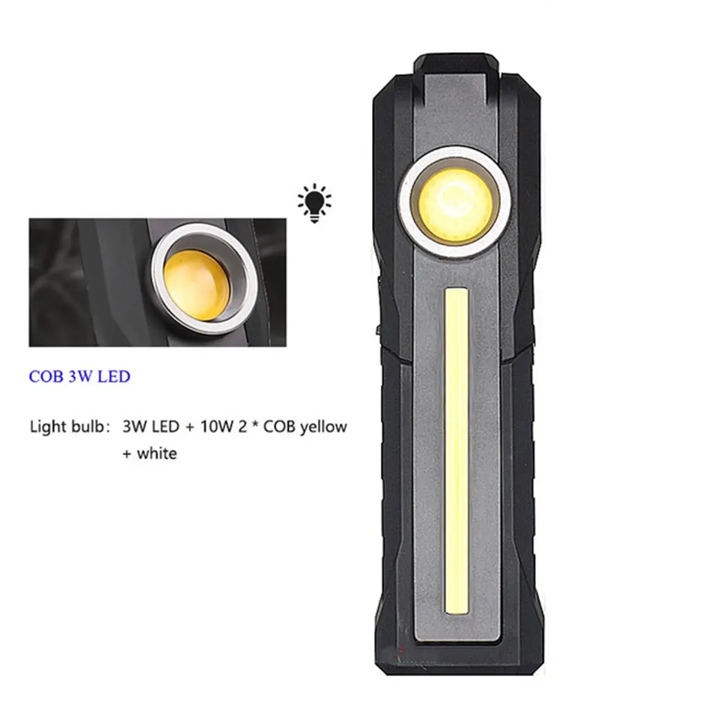 

LED COB flashlight foldable with magnet USB charging glare work lamp 395NM Fluorescent agent detection Car repair