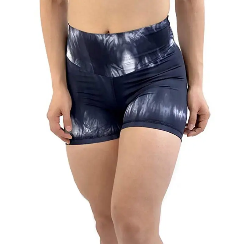 

Women High Waist Tie Dyeing Shorts Bubble Breathable Butt Fitness Soft Elastic Pleated Slim Wild Shorts Leggings Women's Clothin