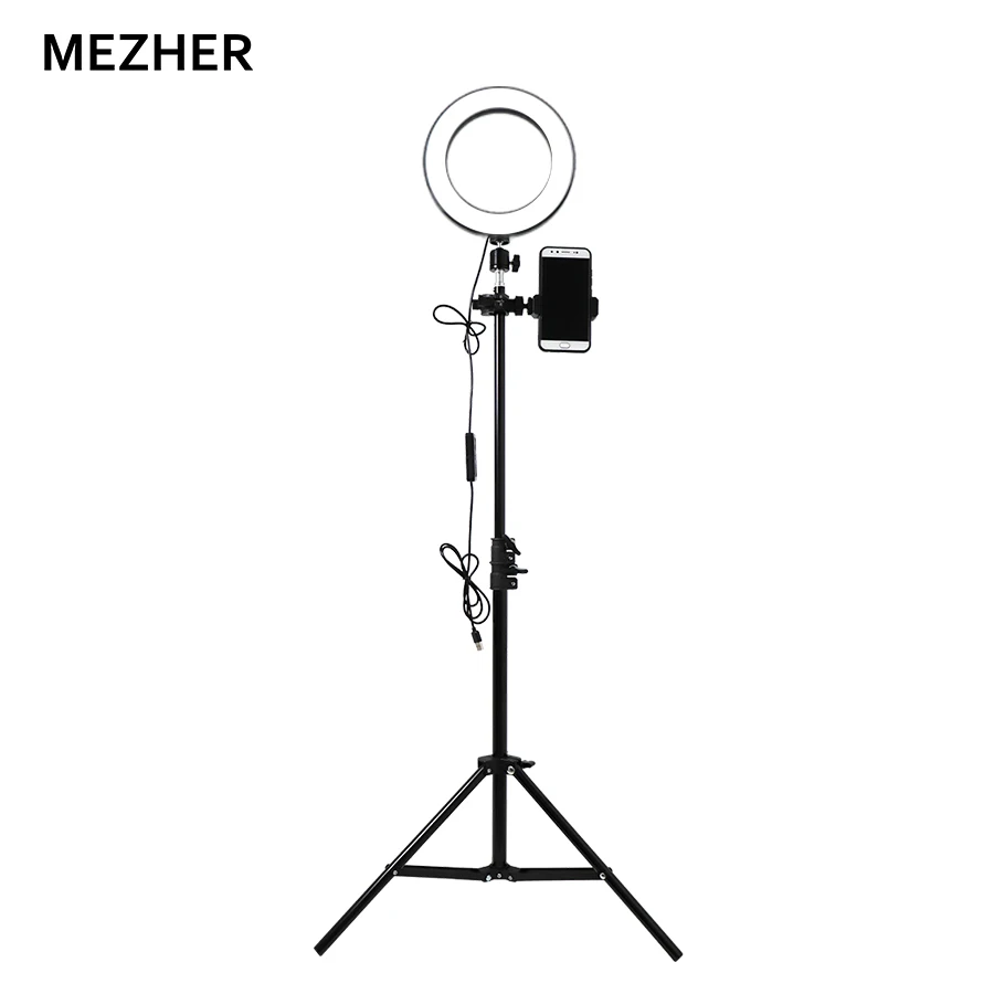 Кольцо-кольцо Mezher 16 см регулируемая светодиодная лампа для макияжа Видео Фото