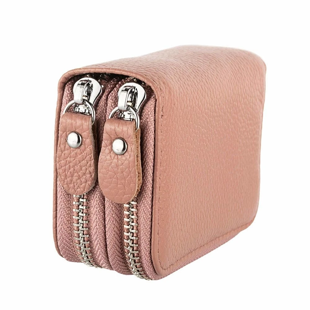 Женский кошелек из натуральной кожи с RFID защитой кредитница на молнии бумажник