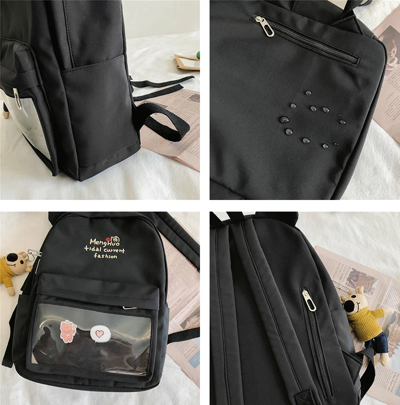 

Menghuo Cute Clear Transparent Women Backpacks PVC Student Schoolbags Fashion Teenage Girls Bags for School Backpack New Mochila