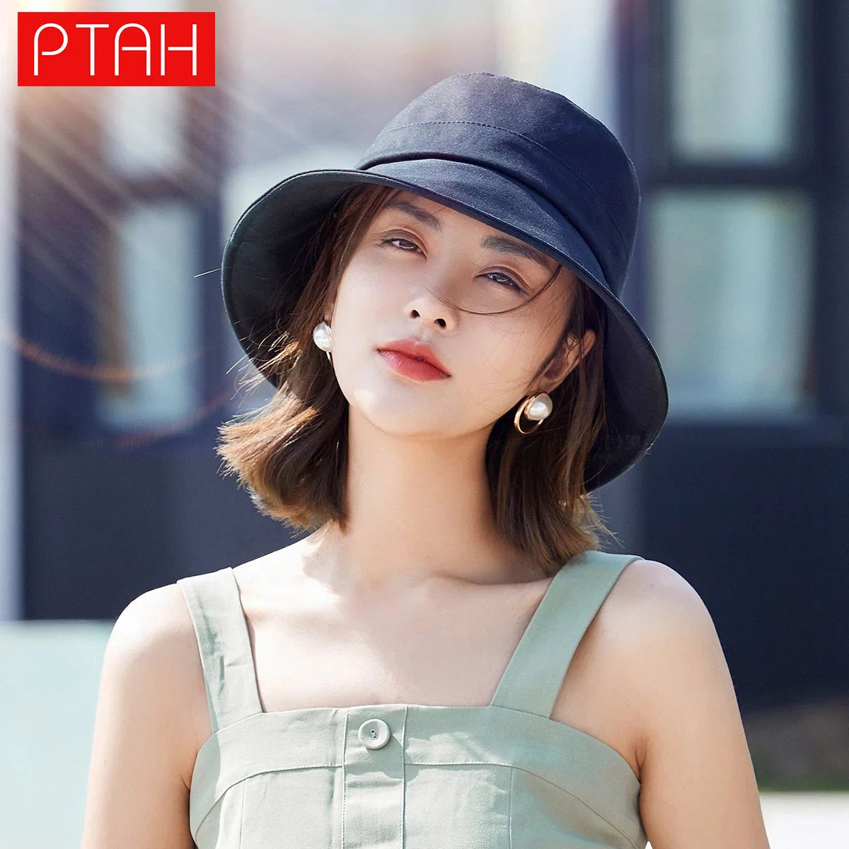 

[PTAH] Fashion Bucket Hats Women's UPF 50+ Wide Brim Solid Color Simple Versatile Beach Hats Breathable Sun Protection Visors