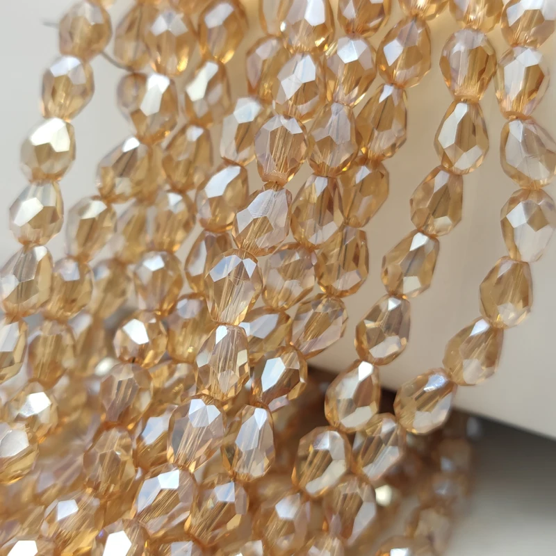 3x5 5x7 8x11mm Waterdrop Faceted Austria Crystal Beads Champagne Teardrop Glass Beads Loose Spacer Beads DIY for Jewelry Making