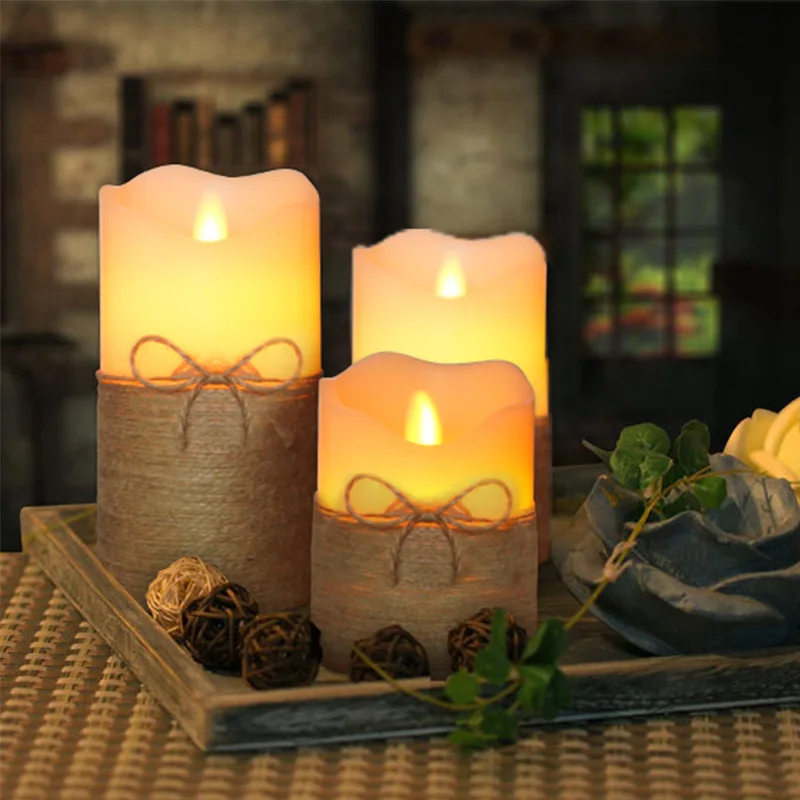 Беспламенный Электрический парафин воск Светодиодная свеча лампа Свадебная