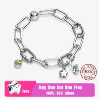 new top sale 925 sterling silver fashion me slender link bracelet fit original sliver charm beads for women diy jewelry gift