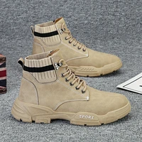 2021 fashion men boots winter outdoor leather military boots breathable army combat boots desert boots men hiking shoes