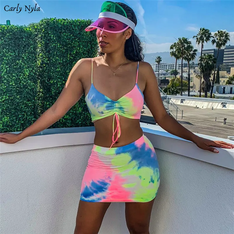 CarlyNyla сексуальный камзол женские юбки 2 предмета в комплекте 2020 модные летние
