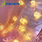 Гирлянда из 20 светодиодных ротанговых шариков, светодиодная сказочная хлопковая лента с теплым белым светом, праздничное рождественское освещение для внутреннего дворика, свадьбы, 5 м