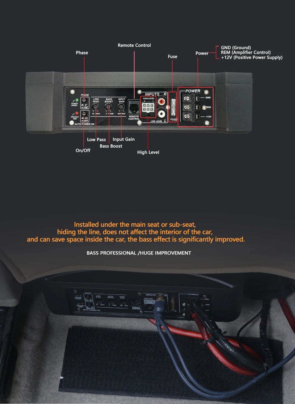 10 дюймов PUZU автомобильный сабвуфер 600 Вт Супер Мощность 12 V/24 V Sub НЧ-динамик автомобиля под сиденьем тонкий сабвуфер с активным усилителем
