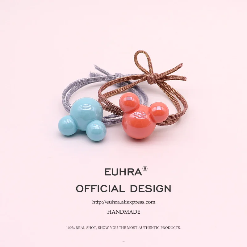 EUHRA 5 цветов Акриловые Блестящие головы Микки Минни для девочек женские эластичные резинки для волос Детские резинки высокая эластичность