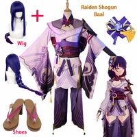 game genshin impact raiden shogun baal cosplay costume shoes wig cosplay anime canival party sexy women kimono dress outfit