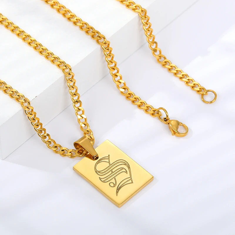 

Personalized Choker Name Necklace Stainless Steel Charm Custom Engraved Letter Pattern Collier Family Jewelry Bijoux Party Gifts