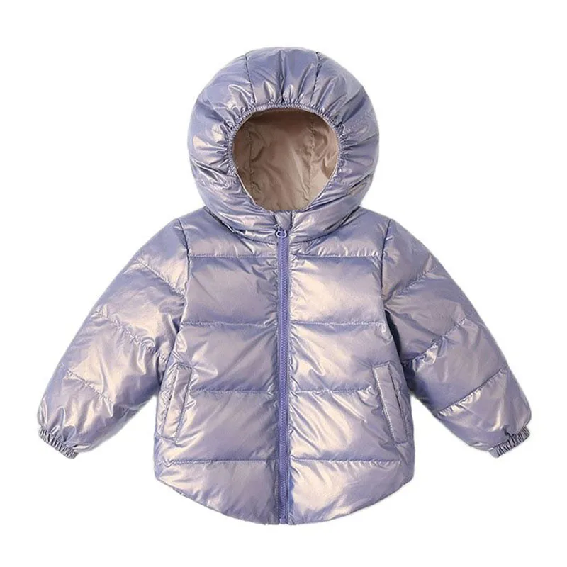 

Fashion Glossy Kids Down Jacket 2022 Autumn Winter Solid Thicken Hooded Boys Girls Coat Casual All-match Children Outerwear