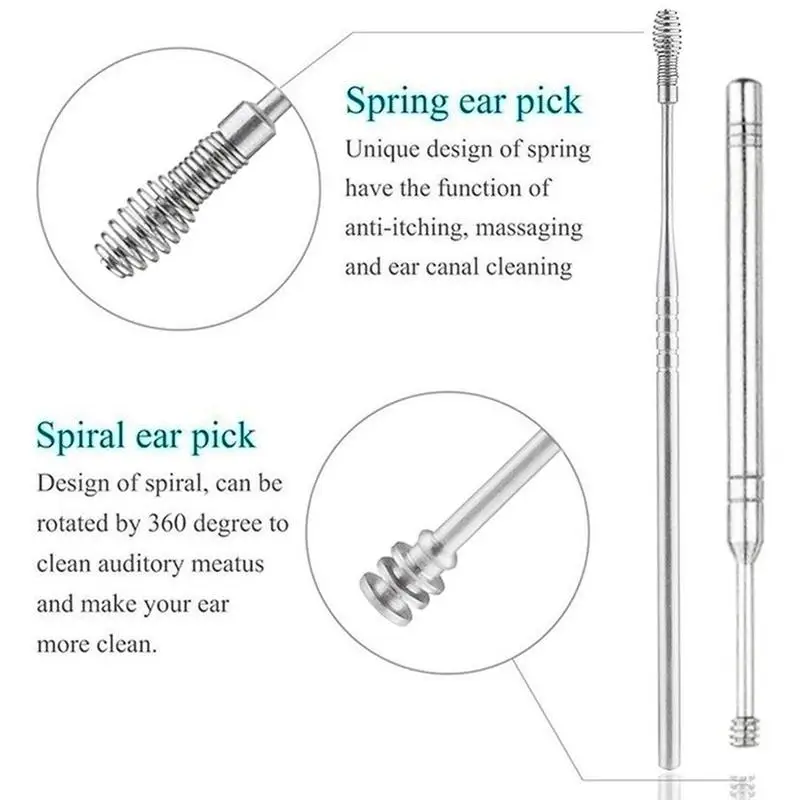 

Set of 5 Pieces Steel Ear Spoon Ear Spoon Picker Ear Cleaner Picks Ear Hollow Ear W5C8