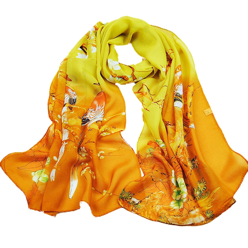 Модный женский длинный мягкий шарф с принтом лотоса шаль градиентные шарфы