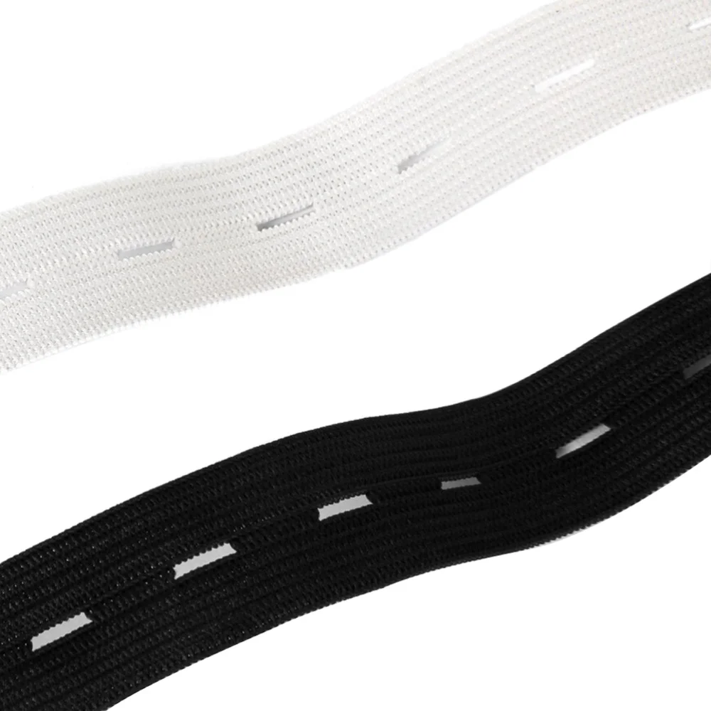 

2pcs 1.5M Sewing Button Hole Knit Elastic Band Waistband (White+Black)