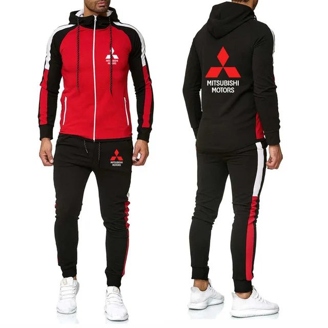 Мужская толстовка с логотипом Mitsubishi весенне-осенняя стеганая капюшоном и штаны