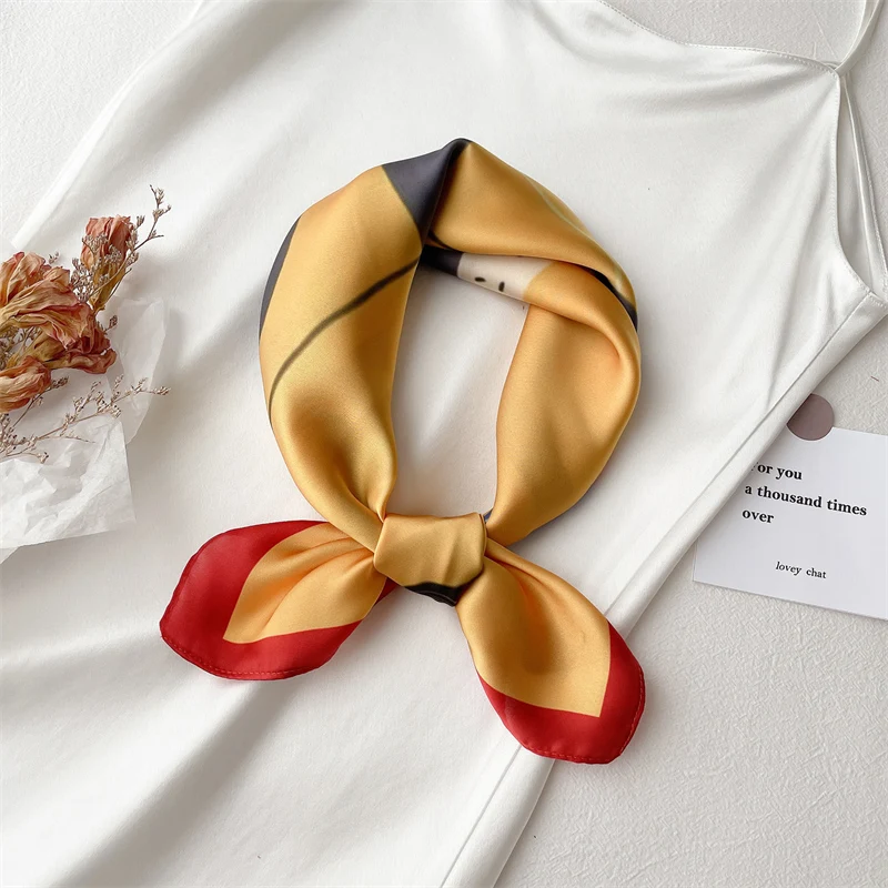 

2021 Summer New Headband Square Silk Scarf For Women Ladies Print Satin Shawl Neckerchief Female Headscarf Head Wraps Bandana