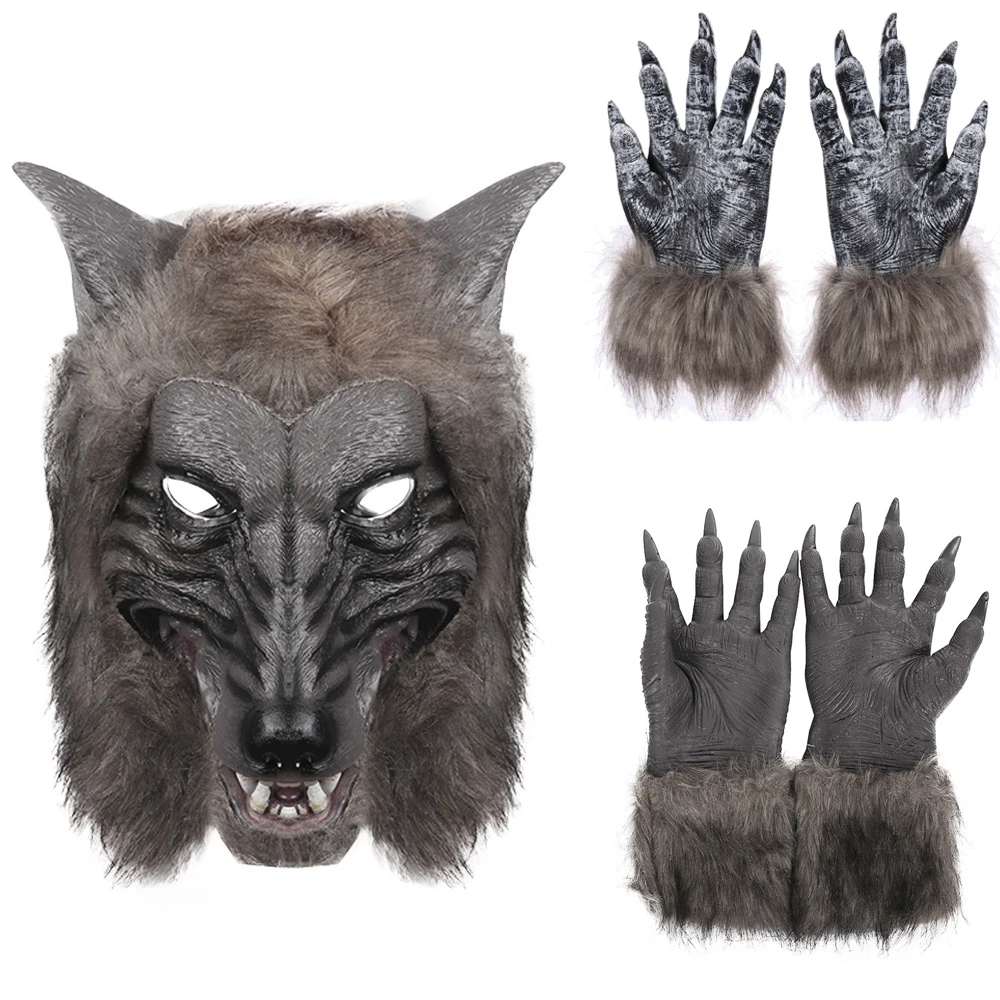 

Резиновая маска для волос в виде головы волка на Хэллоуин, искусственный костюм для вечерние, страшный декор, лицо Волка, Faceshields, искусственн...