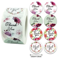 flower thank you round sticker label 500pcsroll 3 8cm gift card business packaging decoration scrapbook stationery stickers