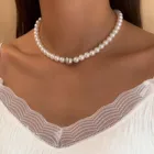 Короткое женское ожерелье с имитацией жемчуга, праздничное модное ожерелье в стиле ретро, аксессуар для платья, Цепочка На Шею