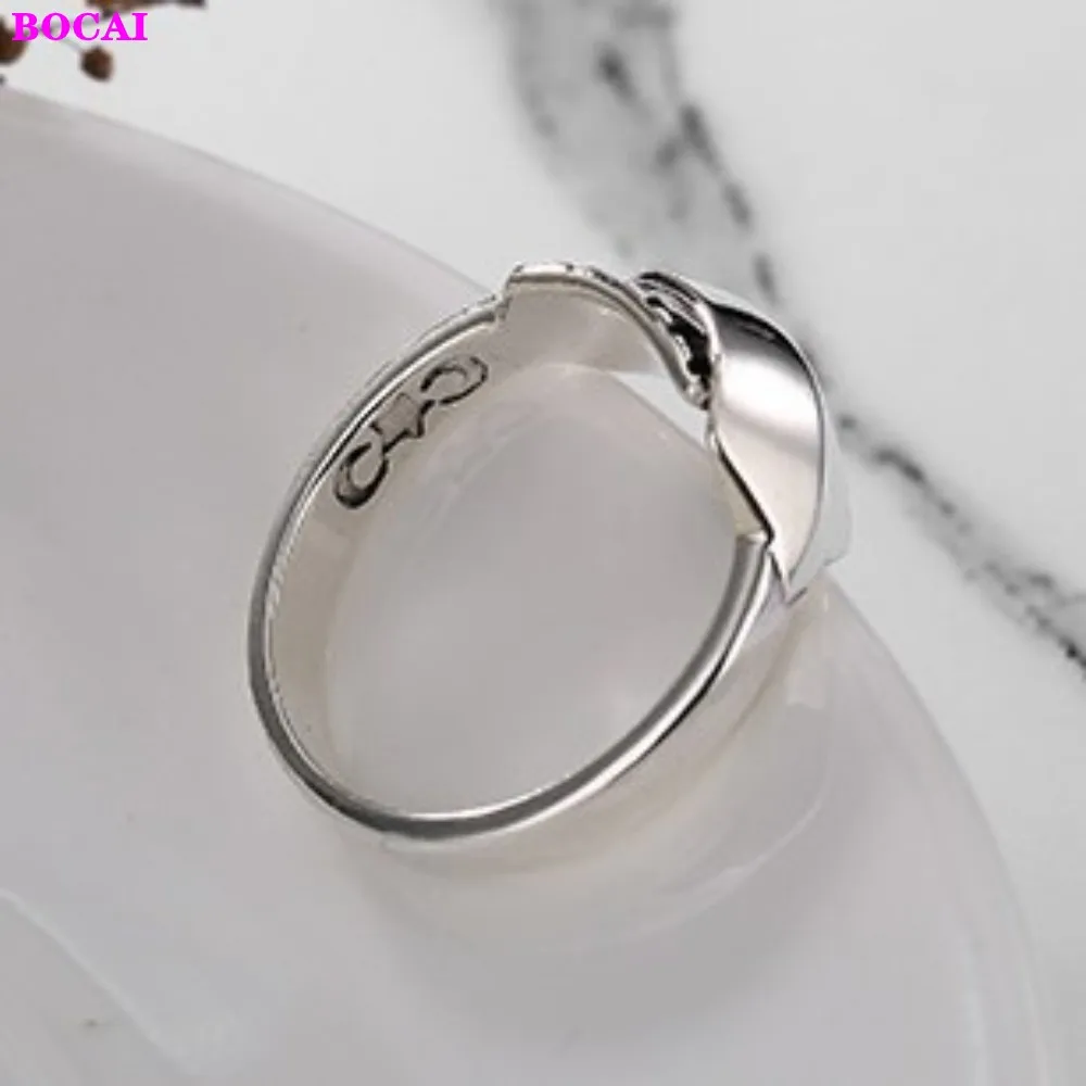 

BOCAI S925 Sterling Silver women's rings retro Thai silver smooth arrow personality versatile opening lady silver ring 2020 new