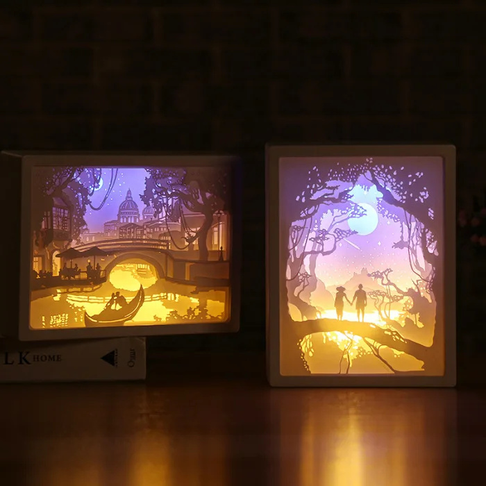Художественное украшение, 3D светильник для резьбы по бумаге, светодиодный светильник, подарок для дома, спальни, прикроватный светильник, TP899